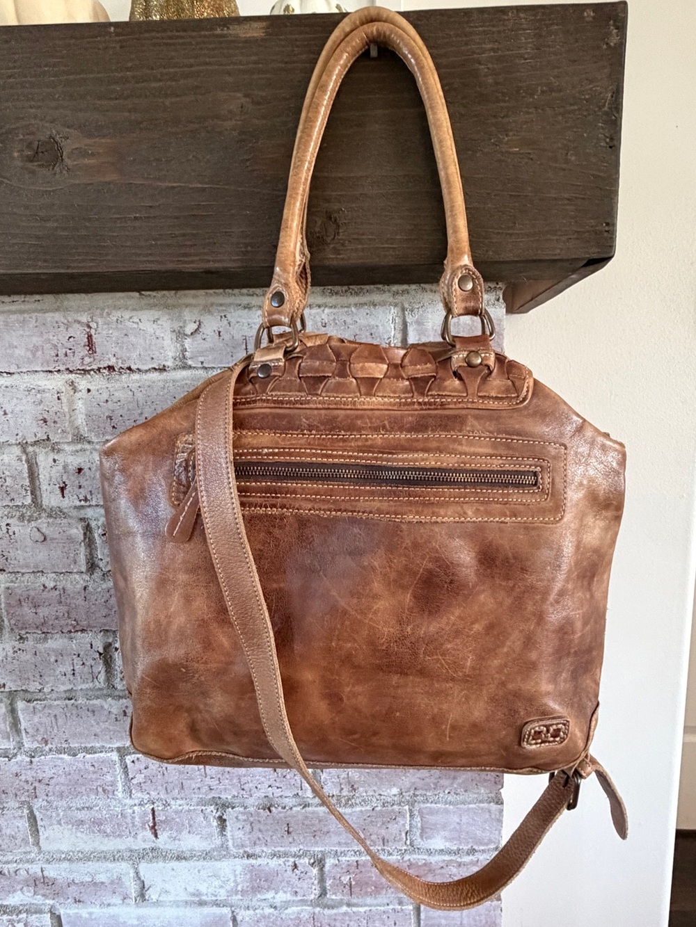 Bed Stu Women's Vintage-Style Tan Leather Tote Bag